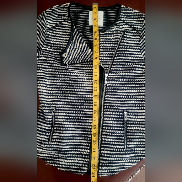 Avec Les Filles Jacket - TweedKnit Faux LeatherTrim - Picture 7 of 8